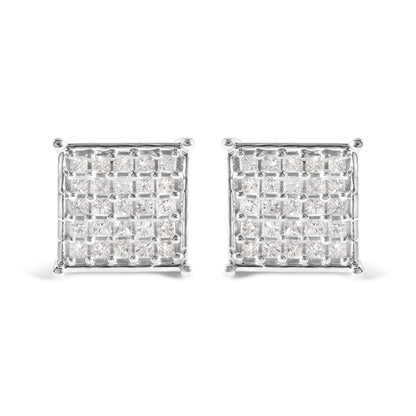 10K White Gold 3/4 Cttw Princess Diamond Composite Stud Earrings (I-J Color, I1-I2 Clarity) Bids.com