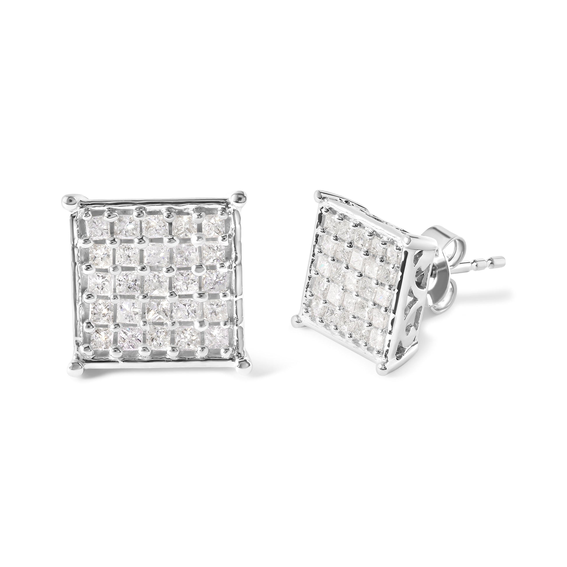 10K White Gold 3/4 Cttw Princess Diamond Composite Stud Earrings (I-J Color, I1-I2 Clarity) Bids.com