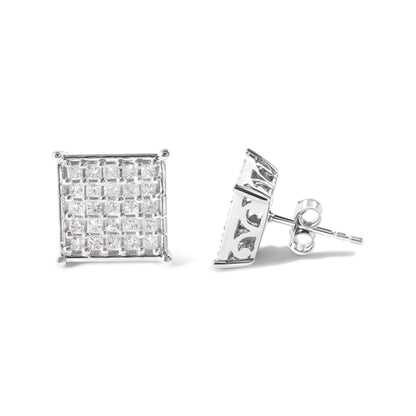 10K White Gold 3/4 Cttw Princess Diamond Composite Stud Earrings (I-J Color, I1-I2 Clarity) Bids.com