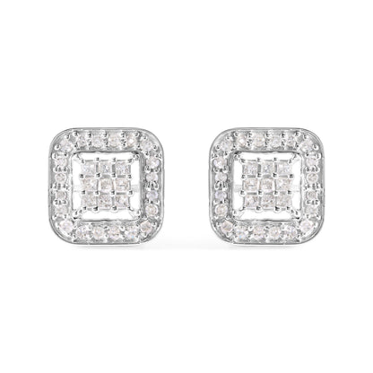 10K White Gold 5/8 Cttw Diamond Square Shaped Composite Stud Earrings (I-J Color, I1-I2 Clarity) Bids.com