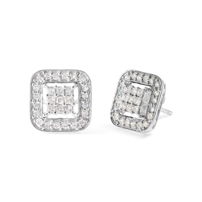 10K White Gold 5/8 Cttw Diamond Square Shaped Composite Stud Earrings (I-J Color, I1-I2 Clarity) Bids.com