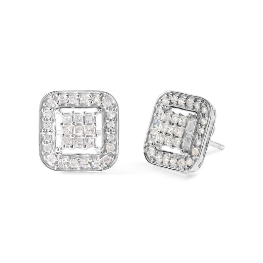 10K White Gold 5/8 Cttw Diamond Square Shaped Composite Stud Earrings (I-J Color, I1-I2 Clarity) Bids.com