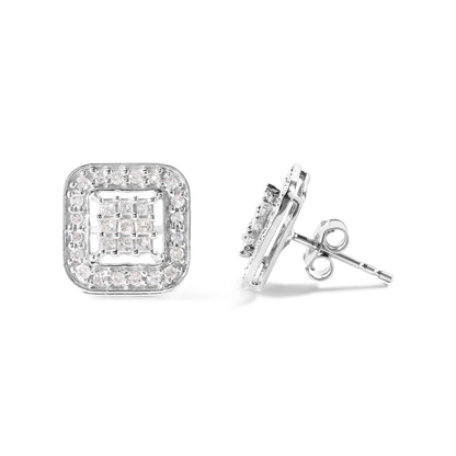 10K White Gold 5/8 Cttw Diamond Square Shaped Composite Stud Earrings (I-J Color, I1-I2 Clarity) Bids.com