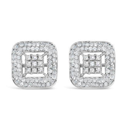 10K White Gold 1.00 Cttw Diamond Composite and Halo Stud Earrings (I-J Color, I1-I2 Clarity) Bids.com