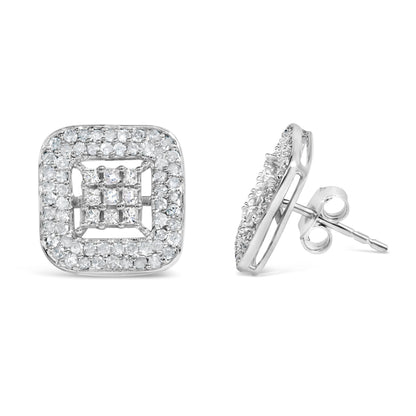 10K White Gold 1.00 Cttw Diamond Composite and Halo Stud Earrings (I-J Color, I1-I2 Clarity) Bids.com
