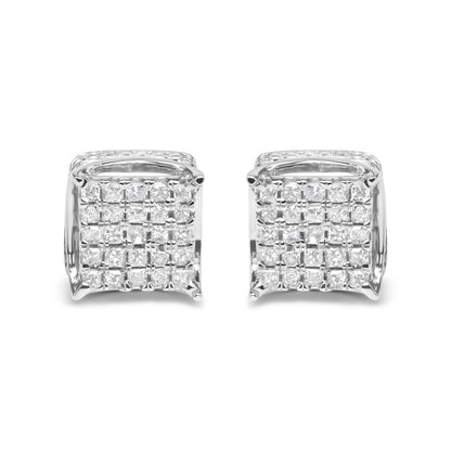 10K White Gold 1/2 Cttw Princess Cut Diamond Square Shaped Multi Stone Stud Earrings (H-I Color, SI1-SI2 Clarity) Bids.com