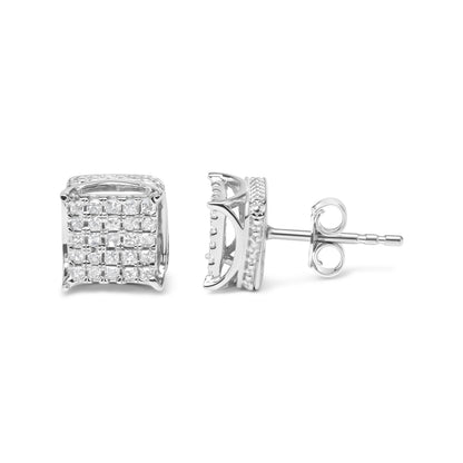 10K White Gold 1/2 Cttw Princess Cut Diamond Square Shaped Multi Stone Stud Earrings (H-I Color, SI1-SI2 Clarity) Bids.com