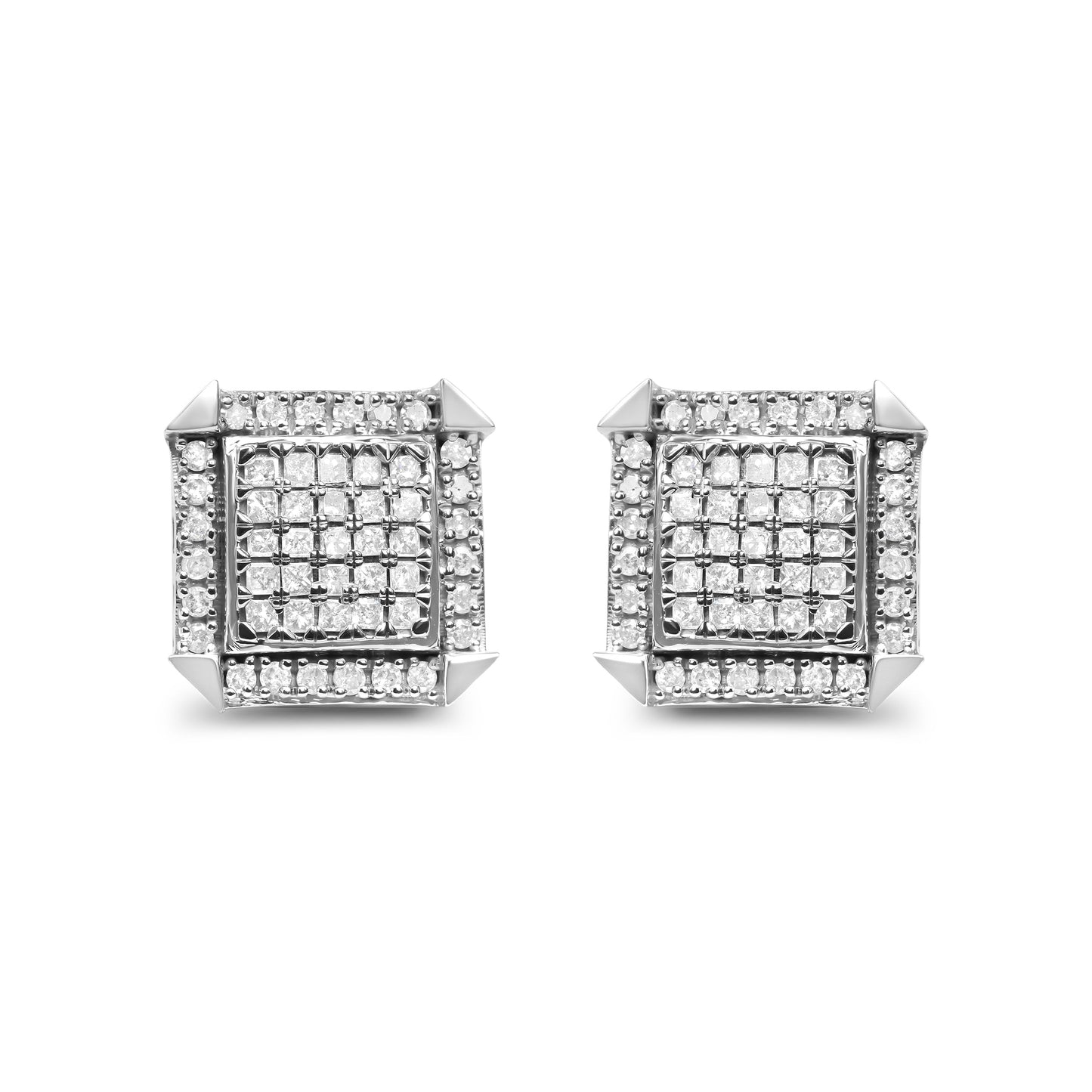 10K White Gold 1.0 Cttw Diamond  Composite with Halo Stud Earrings (H-I Color, I1-I2 Clarity) Bids.com