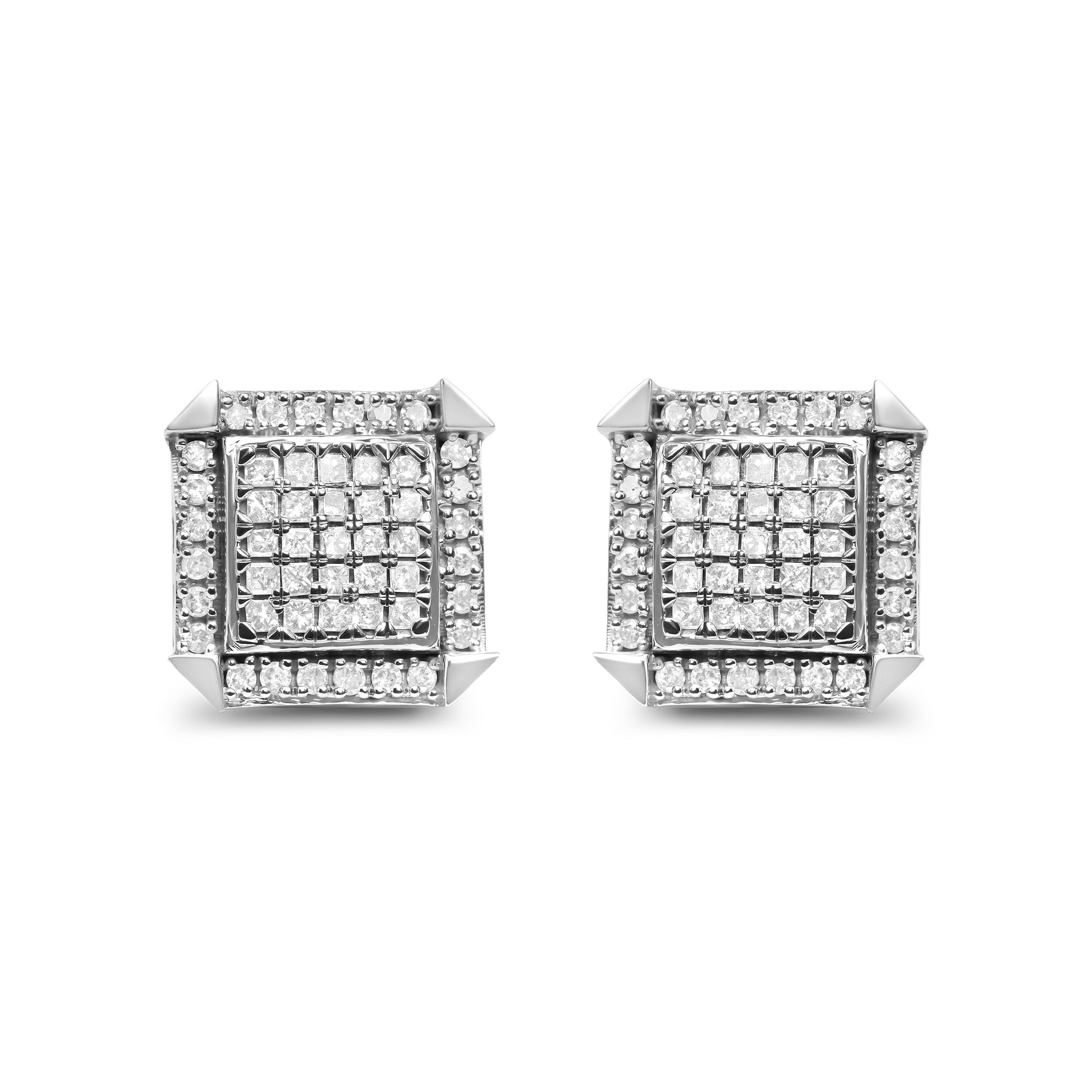 10K White Gold 1.0 Cttw Diamond  Composite with Halo Stud Earrings (H-I Color, I1-I2 Clarity) Bids.com
