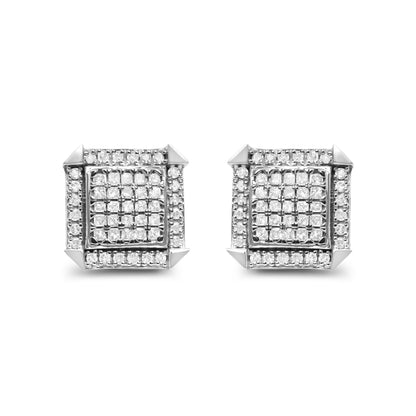 10K White Gold 1.0 Cttw Diamond  Composite with Halo Stud Earrings (H-I Color, I1-I2 Clarity) Bids.com