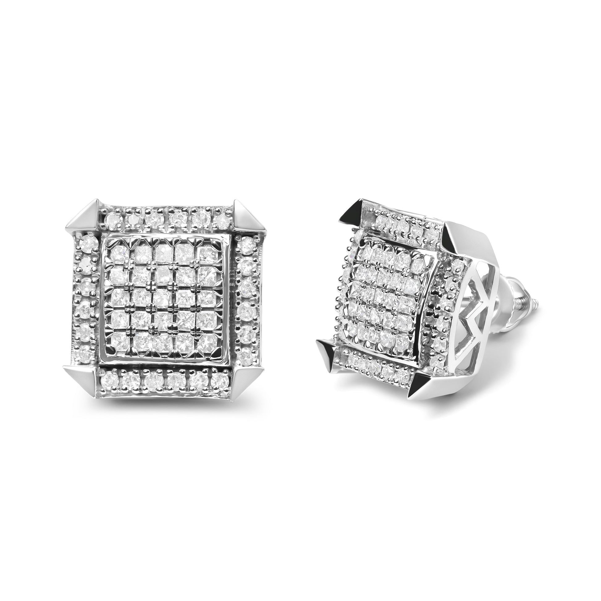 10K White Gold 1.0 Cttw Diamond  Composite with Halo Stud Earrings (H-I Color, I1-I2 Clarity) Bids.com