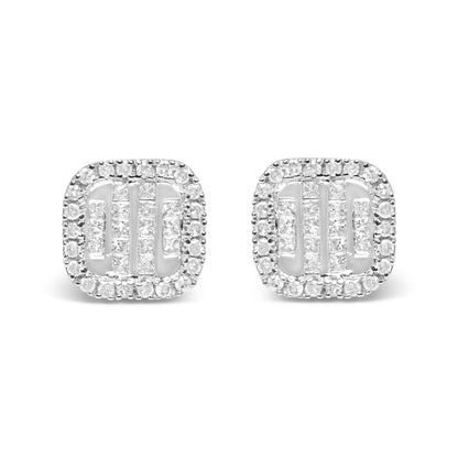 10K White Gold Invisible Set 1/2 Cttw Diamond Composite and Halo Stud Earrings (H-I Color, I1-I2 Clarity) Bids.com