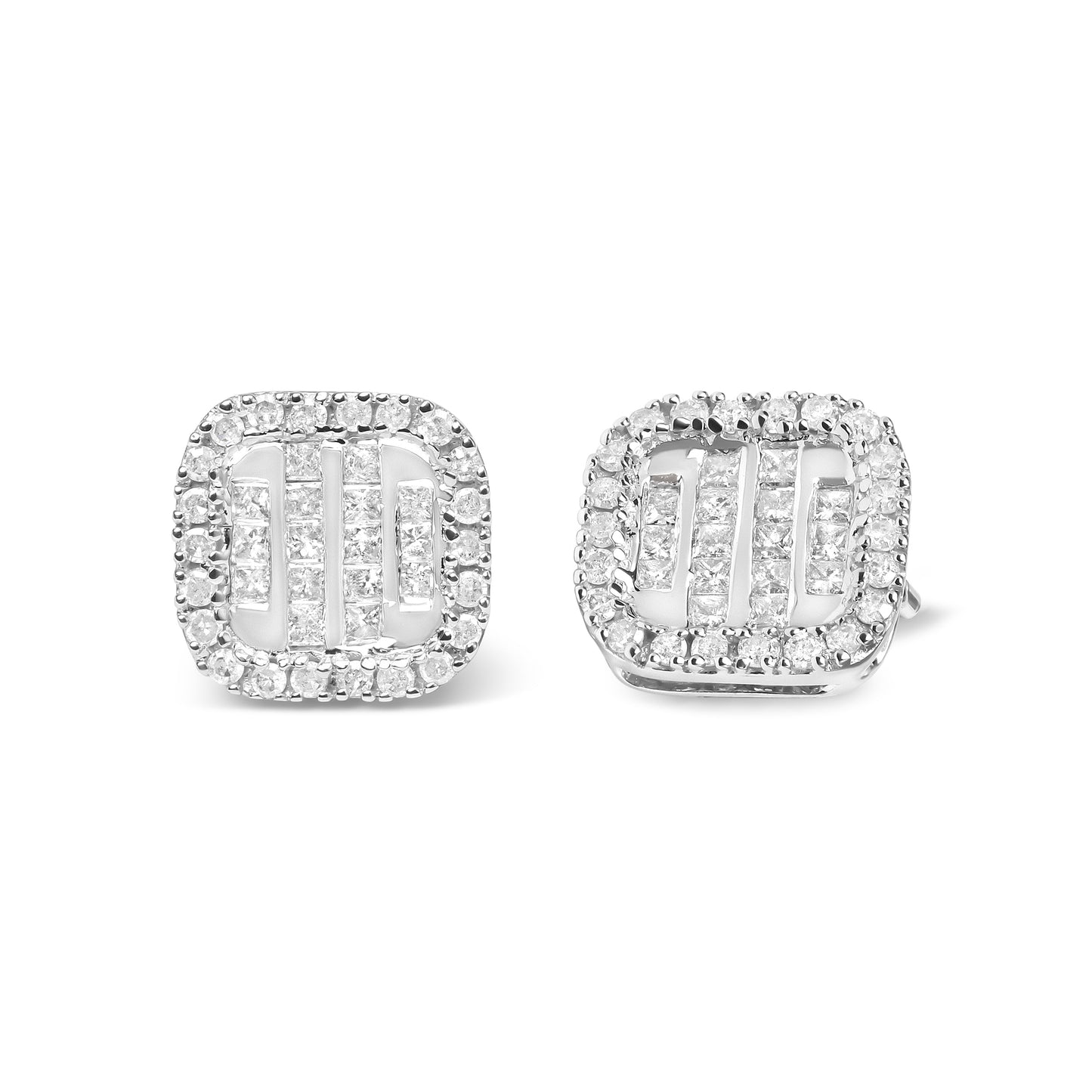 10K White Gold Invisible Set 1/2 Cttw Diamond Composite and Halo Stud Earrings (H-I Color, I1-I2 Clarity) Bids.com