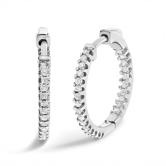 .925 Sterling Silver 1/2 Cttw Princess Diamond Inside Out Hoop Earrings (G-H Color, VS2-SI1 Clarity) Bids.com