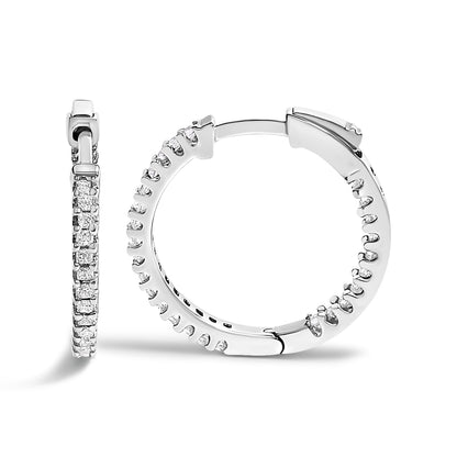.925 Sterling Silver 1/2 Cttw Princess Diamond Inside Out Hoop Earrings (G-H Color, VS2-SI1 Clarity) Bids.com