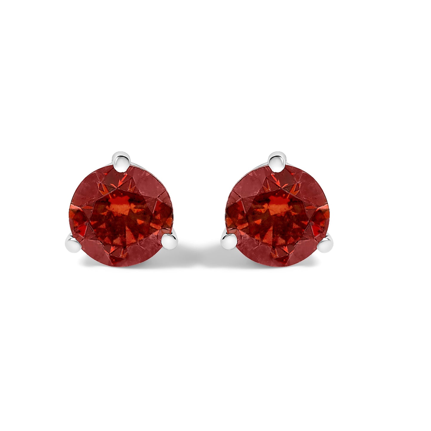 14K White Gold 3/4 Cttw Red Lab-Grown Diamond Classic 3-Prong Martini Set Solitaire Stud Earrings Bids.com
