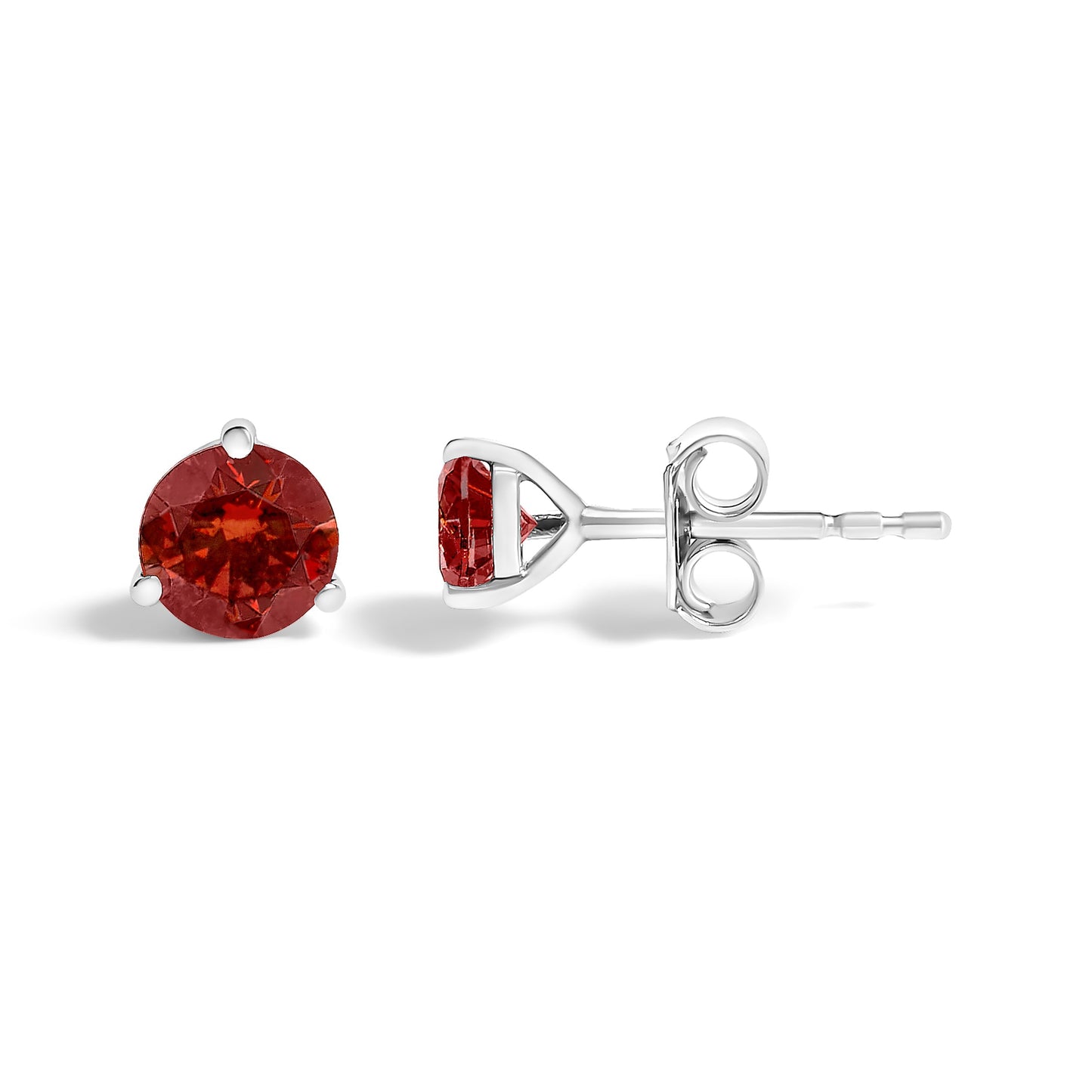 14K White Gold 3/4 Cttw Red Lab-Grown Diamond Classic 3-Prong Martini Set Solitaire Stud Earrings Bids.com