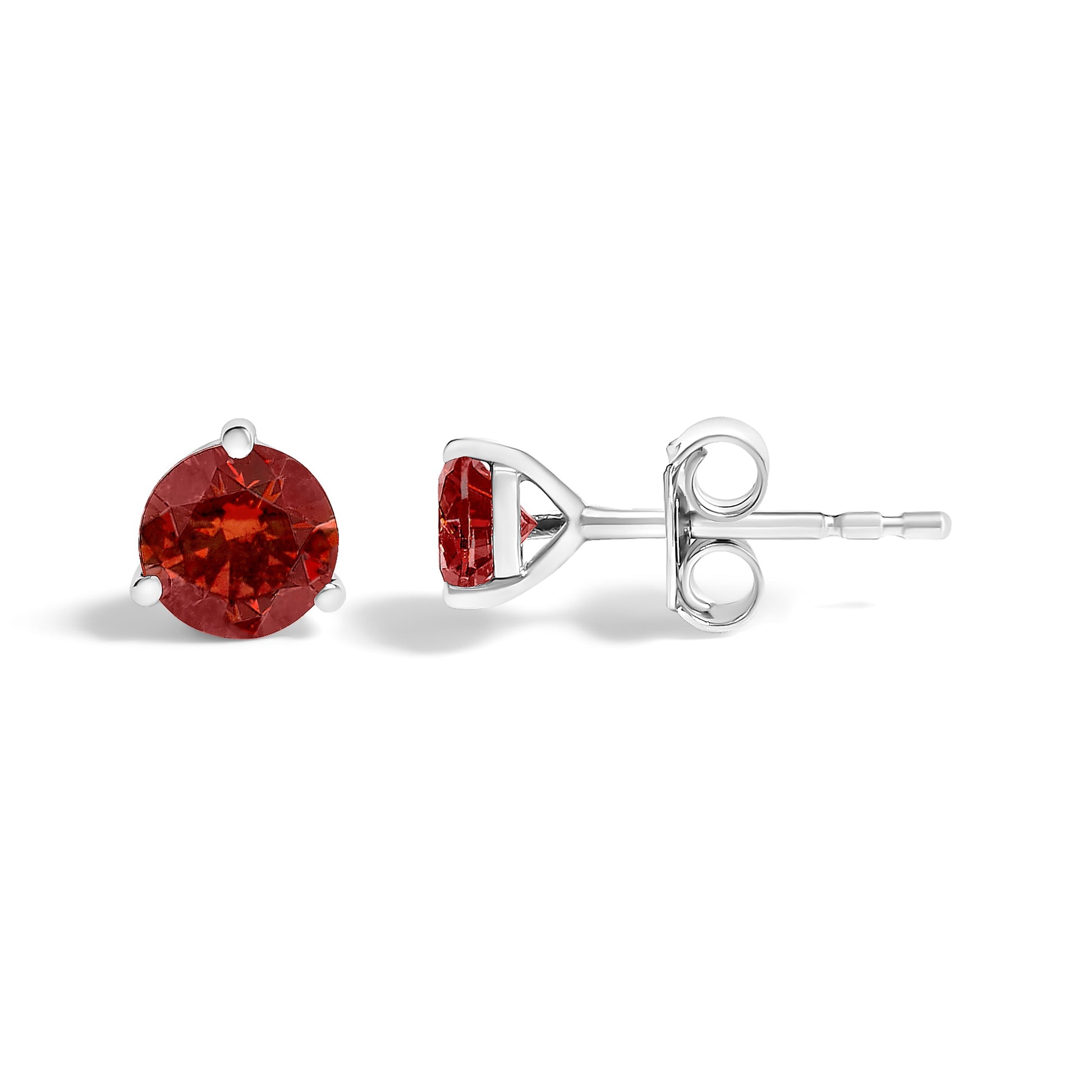 14K White Gold 3/4 Cttw Red Lab-Grown Diamond Classic 3-Prong Martini Set Solitaire Stud Earrings Bids.com