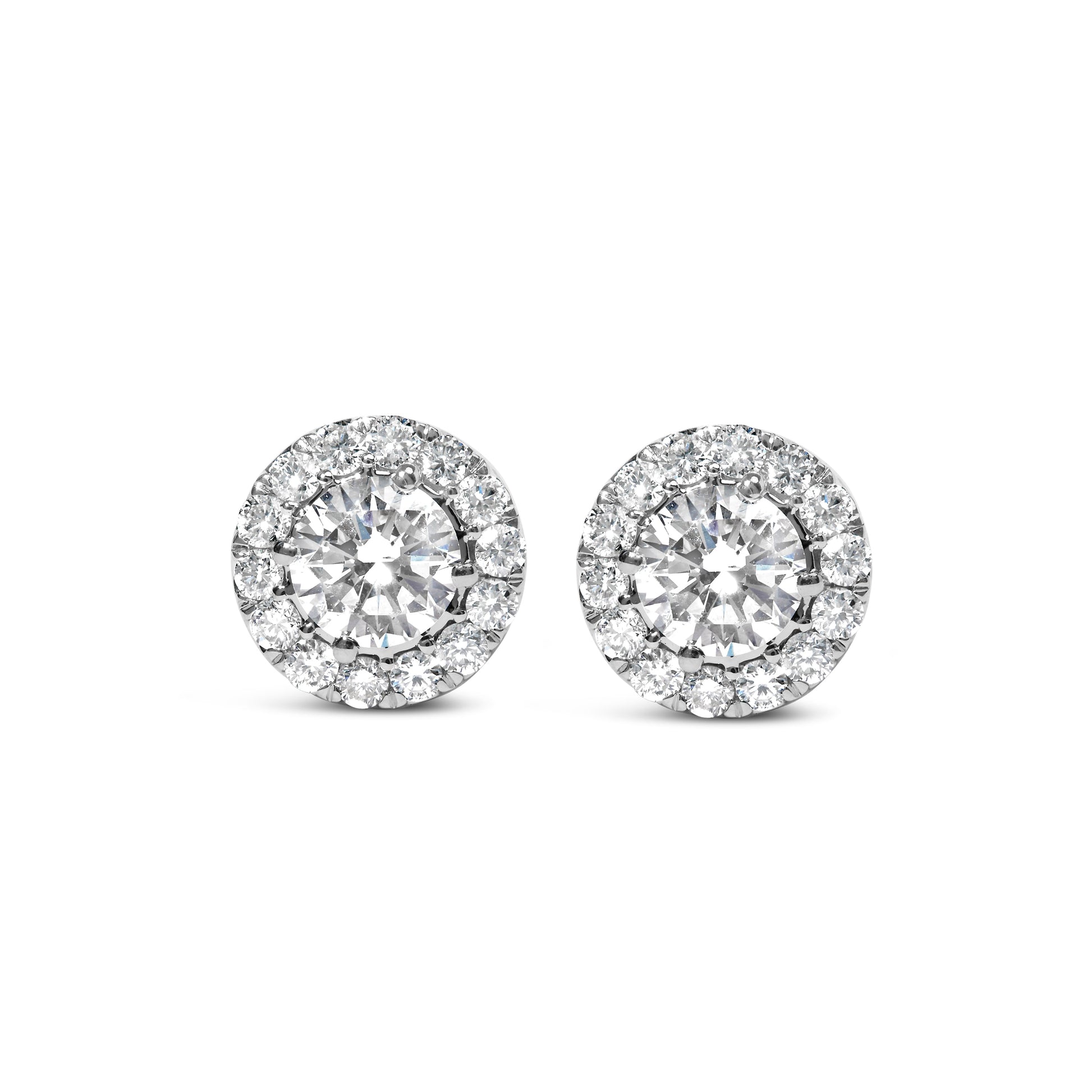 14K White Gold 3.0 Cttw Lab-Grown Diamond Hidden Halo Stud Earrings Bids.com