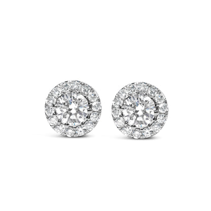 14K White Gold 3.0 Cttw Lab-Grown Diamond Hidden Halo Stud Earrings Bids.com