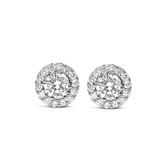 14K White Gold 3.0 Cttw Lab-Grown Diamond Hidden Halo Stud Earrings Bids.com