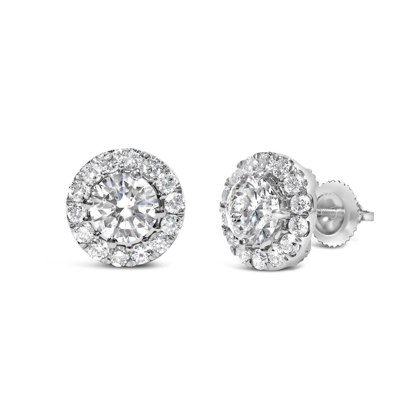 14K White Gold 3.0 Cttw Lab-Grown Diamond Hidden Halo Stud Earrings Bids.com