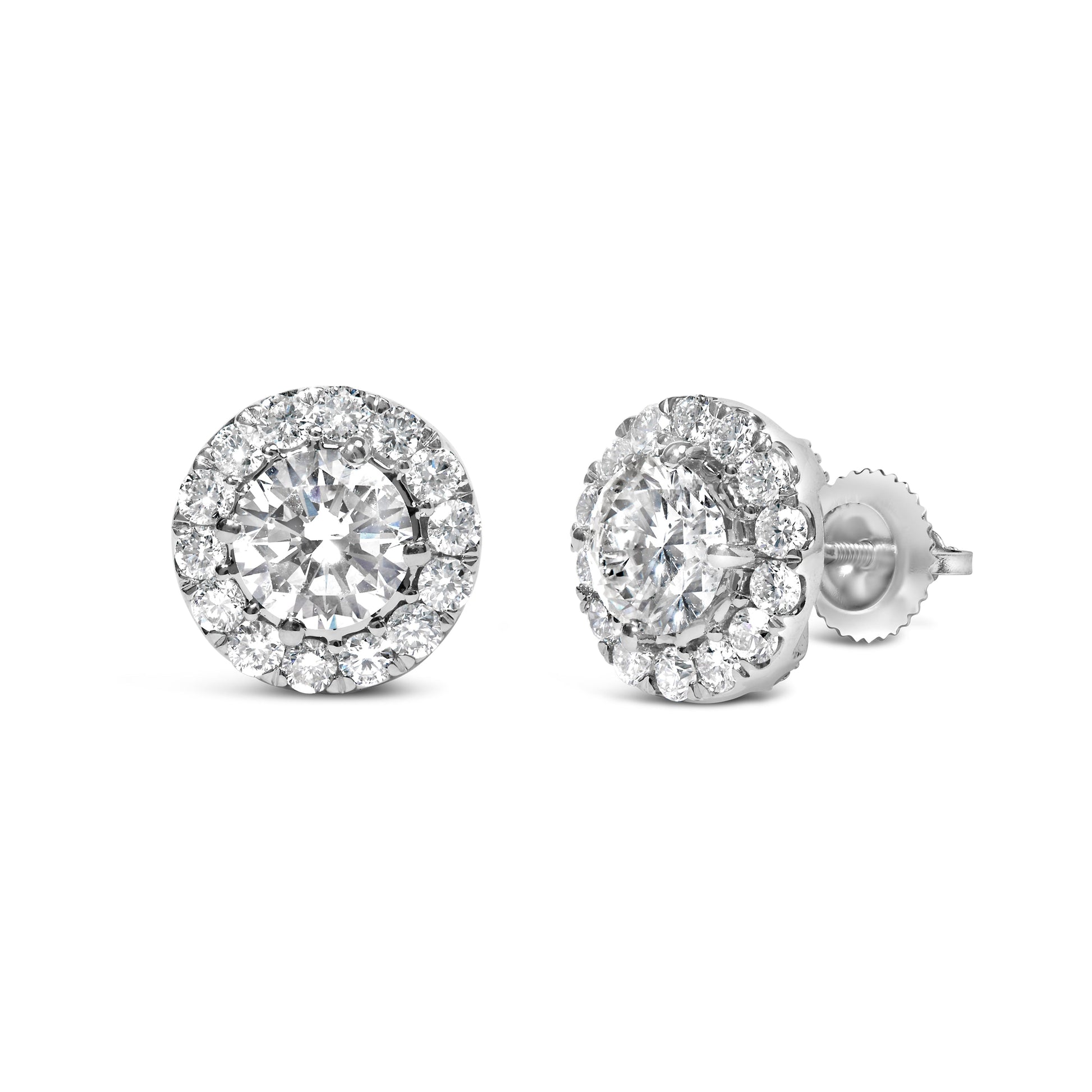 14K White Gold 3.0 Cttw Lab-Grown Diamond Hidden Halo Stud Earrings Bids.com