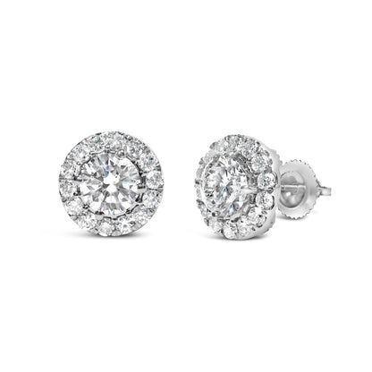 14K White Gold 3.0 Cttw Lab-Grown Diamond Hidden Halo Stud Earrings Bids.com