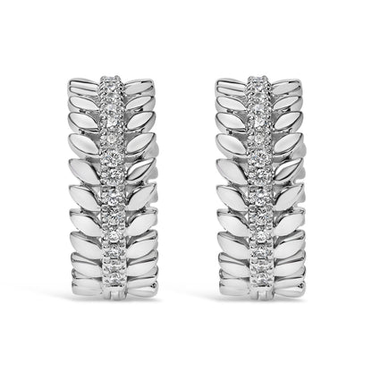 14K White Gold 1/4 Cttw Lab Grown Diamond Leafy Wreath Hoop Earrings (F-G Color, VS1-VS2 Clarity) Bids.com