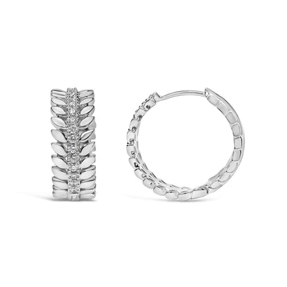 14K White Gold 1/4 Cttw Lab Grown Diamond Leafy Wreath Hoop Earrings (F-G Color, VS1-VS2 Clarity) Bids.com