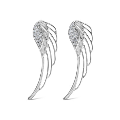 14K White Gold 1/4 Cttw Lab Grown Diamond Angel Wing Stud Earrings (F-G Color, VS1-VS2 Clarity) Bids.com