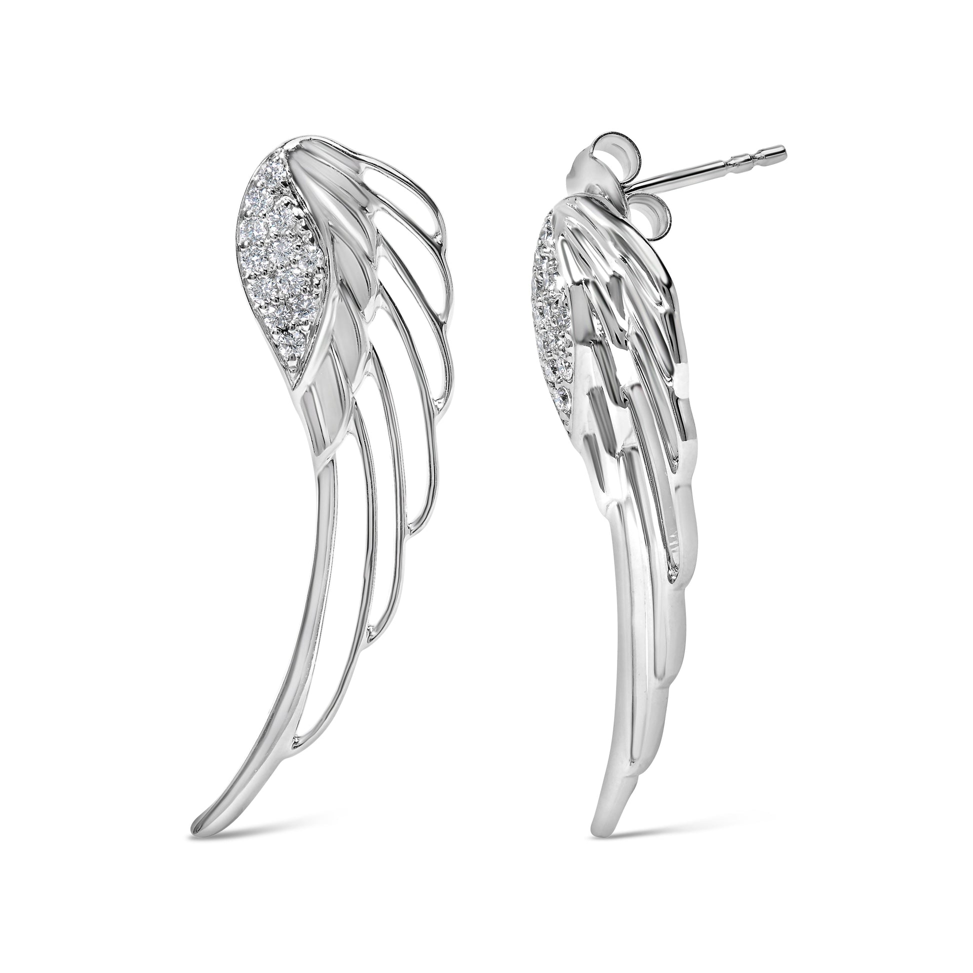 14K White Gold 1/4 Cttw Lab Grown Diamond Angel Wing Stud Earrings (F-G Color, VS1-VS2 Clarity) Bids.com