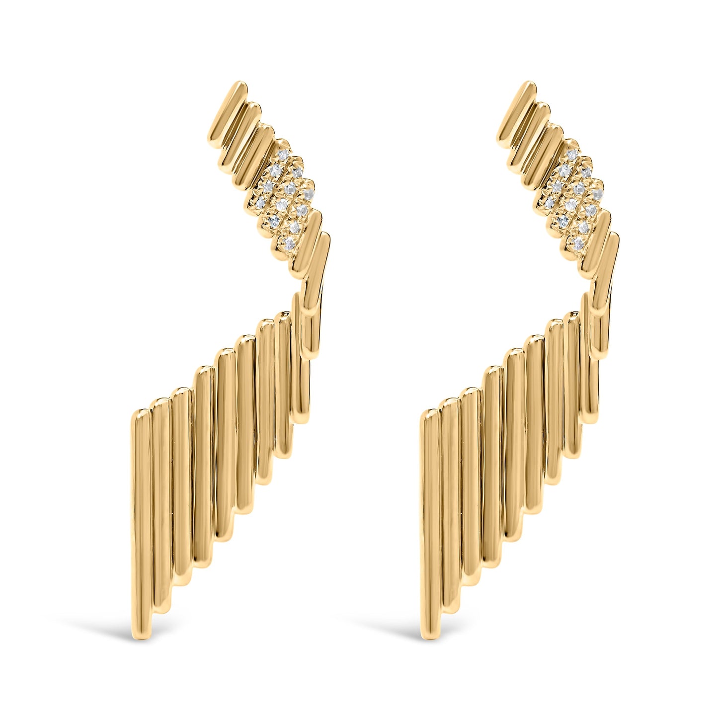 14K Yellow Gold Plated .925 Sterling Silver Sculpted Diamond Accent Drop Earrings (H-I Color, I1-I2 Clarity) Bids.com
