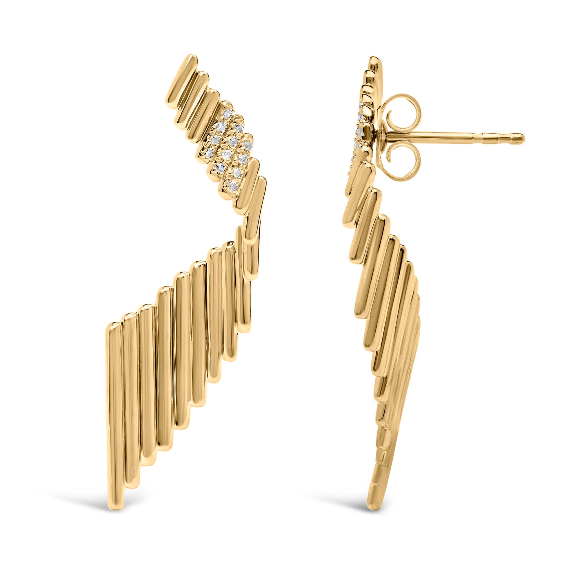 14K Yellow Gold Plated .925 Sterling Silver Sculpted Diamond Accent Drop Earrings (H-I Color, I1-I2 Clarity) Bids.com
