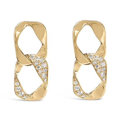 14K Yellow Gold Plated .925 Sterling Silver Open Link 1/5 Cttw Diamond Drop Earrings (H-I Color, I1-I2 Clarity) Bids.com