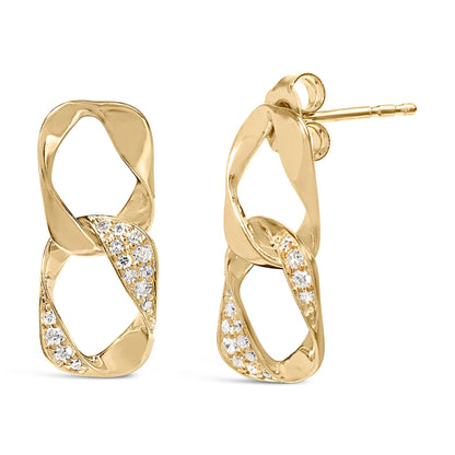 14K Yellow Gold Plated .925 Sterling Silver Open Link 1/5 Cttw Diamond Drop Earrings (H-I Color, I1-I2 Clarity) Bids.com
