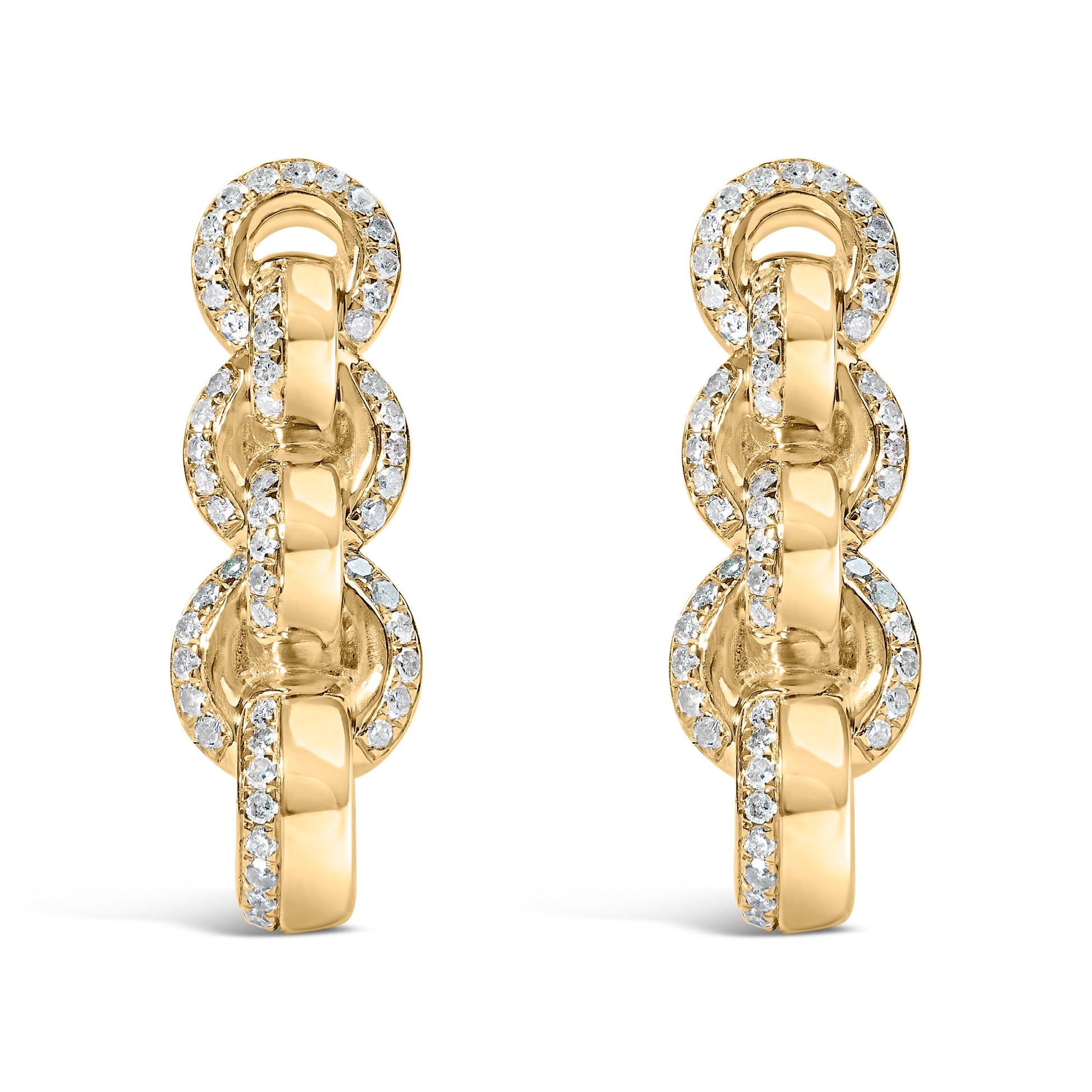 14K Yellow Gold Plated .925 Sterling Silver 1/2 Cttw Diamond Chain Link Drop Earrings (H-I Color, I1-I2 Clarity) Bids.com