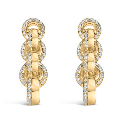 14K Yellow Gold Plated .925 Sterling Silver 1/2 Cttw Diamond Chain Link Drop Earrings (H-I Color, I1-I2 Clarity) Bids.com