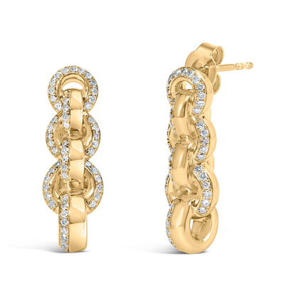14K Yellow Gold Plated .925 Sterling Silver 1/2 Cttw Diamond Chain Link Drop Earrings (H-I Color, I1-I2 Clarity) Bids.com