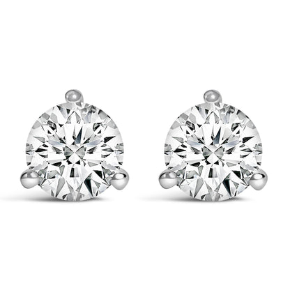 14K White Gold 2.0 Cttw 3-Prong Martini Set Brilliant Round-Cut Solitaire Lab Grown Diamond Screwback Stud Earrings (F-G Color, VS1-VS2 Clarity) Bids.com
