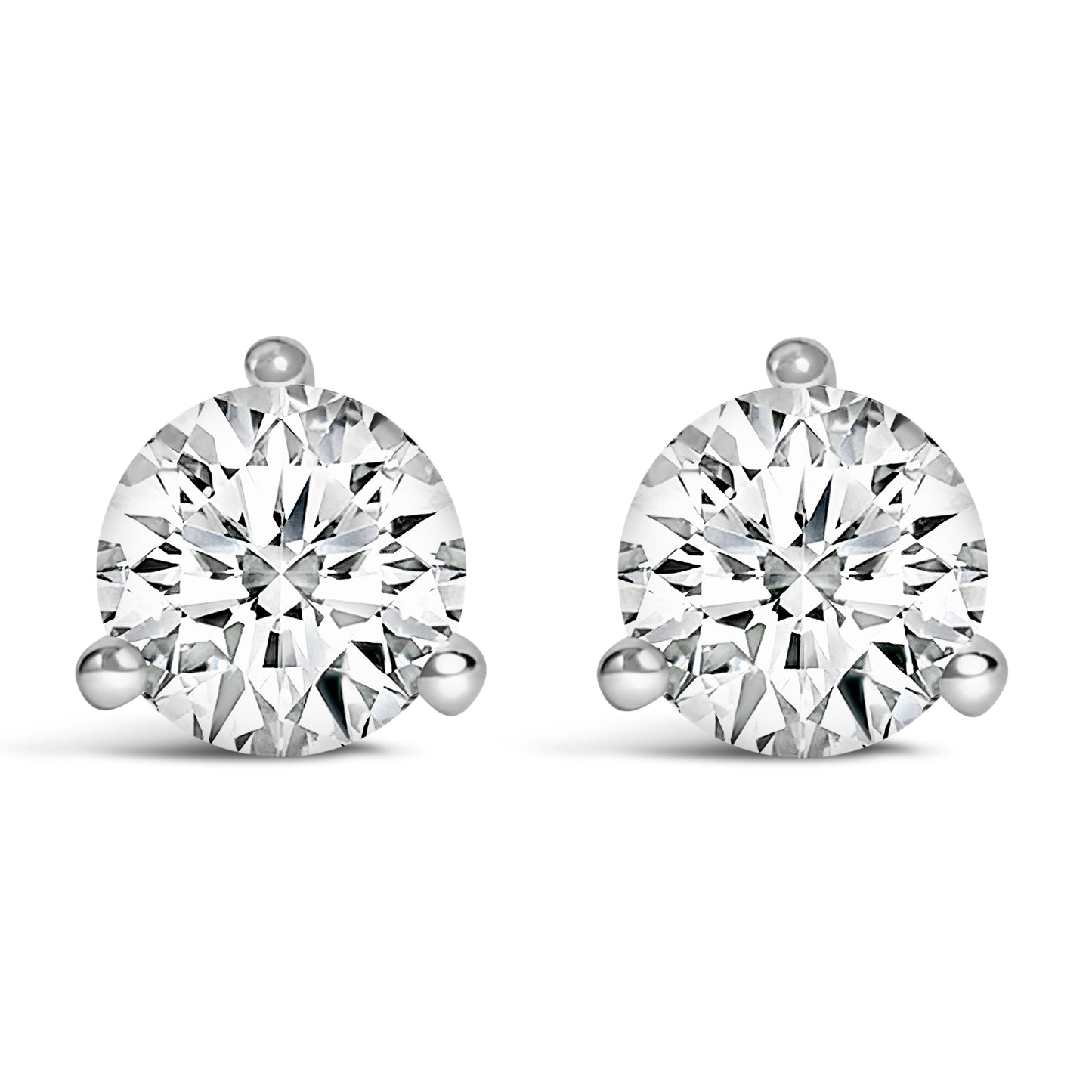 14K White Gold 2.0 Cttw 3-Prong Martini Set Brilliant Round-Cut Solitaire Lab Grown Diamond Screwback Stud Earrings (F-G Color, VS1-VS2 Clarity) Bids.com