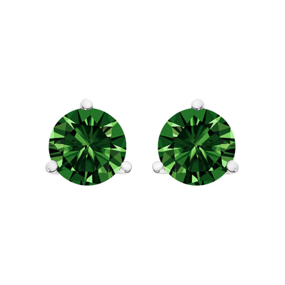 14K White Gold 1.0 Cttw 3-Prong Martini Set Lab Grown Green Diamond Solitaire Stud Earrings Bids.com