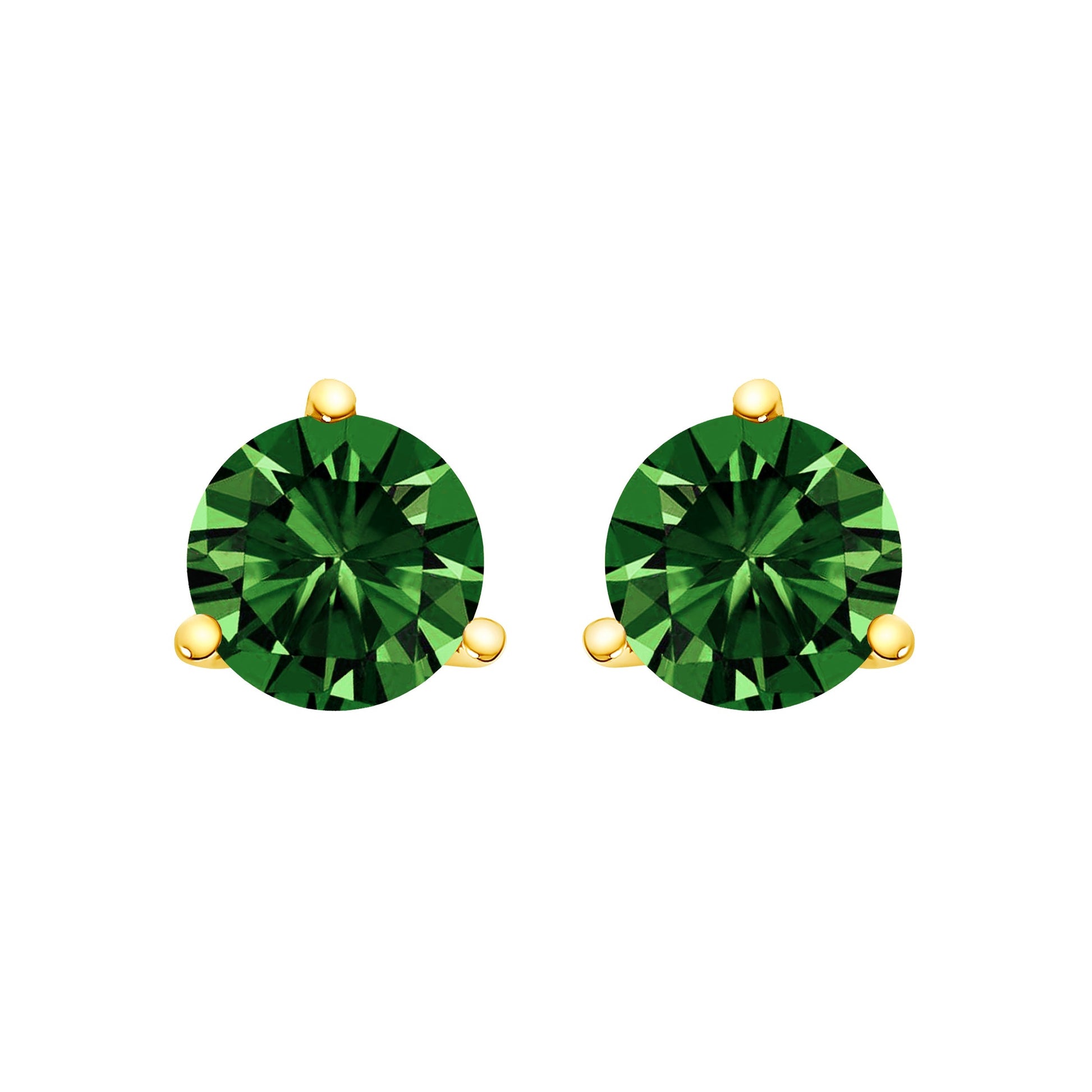 14K White Gold 1.0 Cttw 3-Prong Martini Set Lab Grown Green Diamond Solitaire Stud Earrings Bids.com
