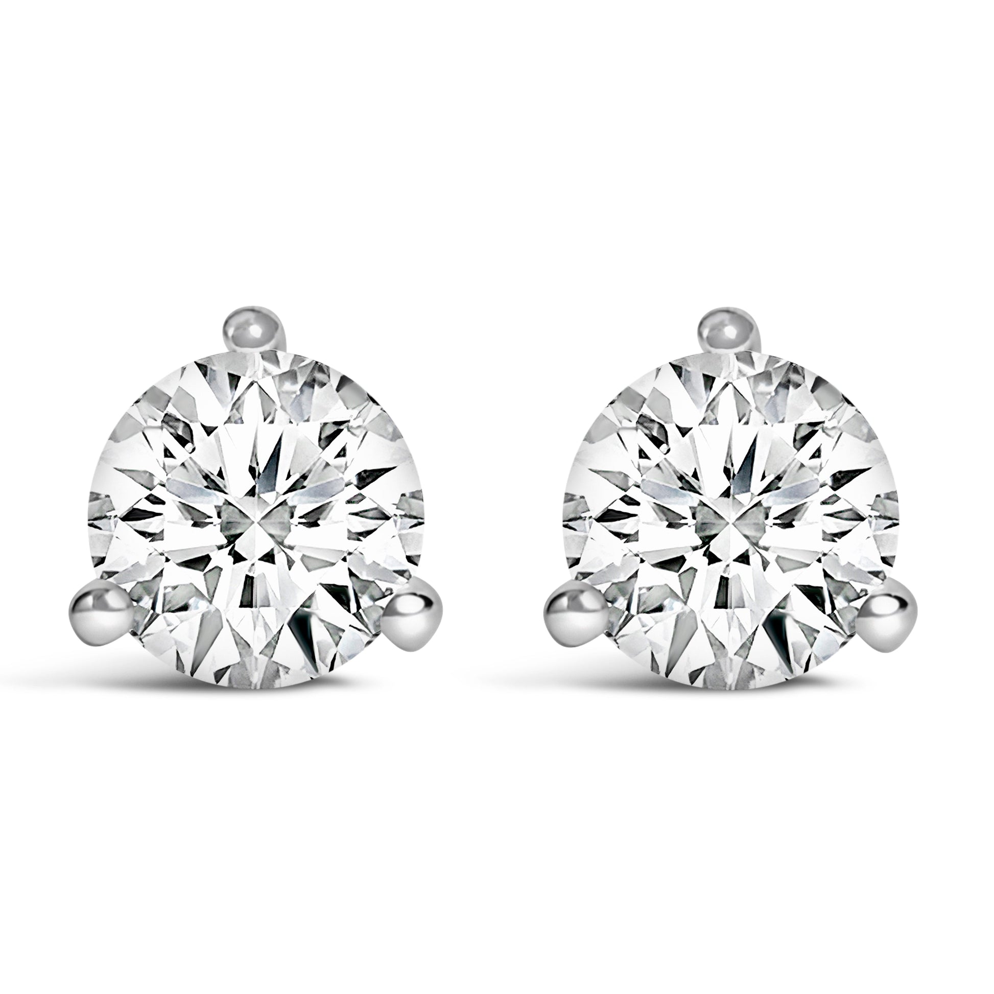 14K White Gold 2.0 Cttw 3-Prong Martini Set Brilliant Round-Cut Solitaire Lab Grown Diamond Screwback Stud Earrings (F-G Color, VS1-VS2 Clarity) Bids.com