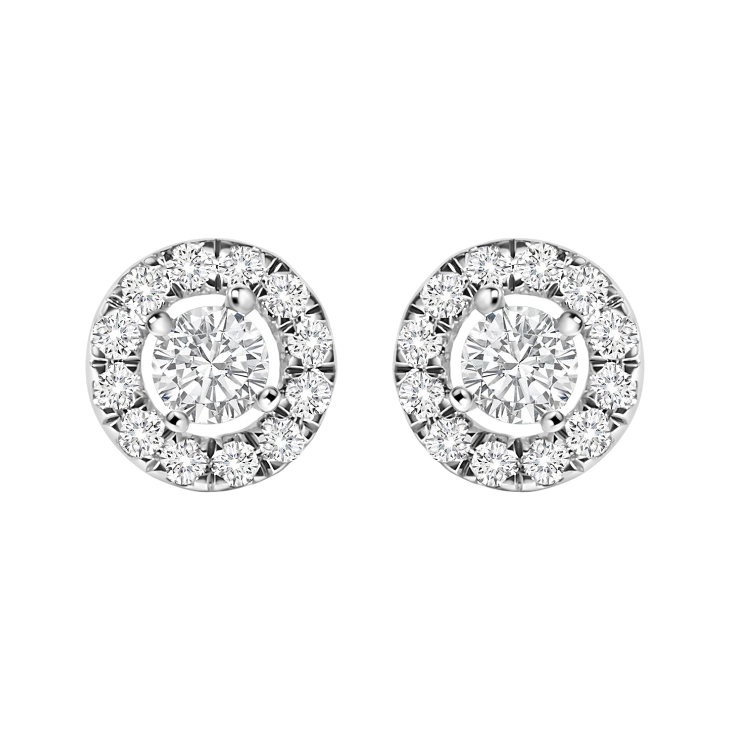 14K White Gold 3/4 Cttw Lab-Grown Diamond Floating Halo Stud Earring (F-G Color, VS1-VS2 Clarity) Bids.com