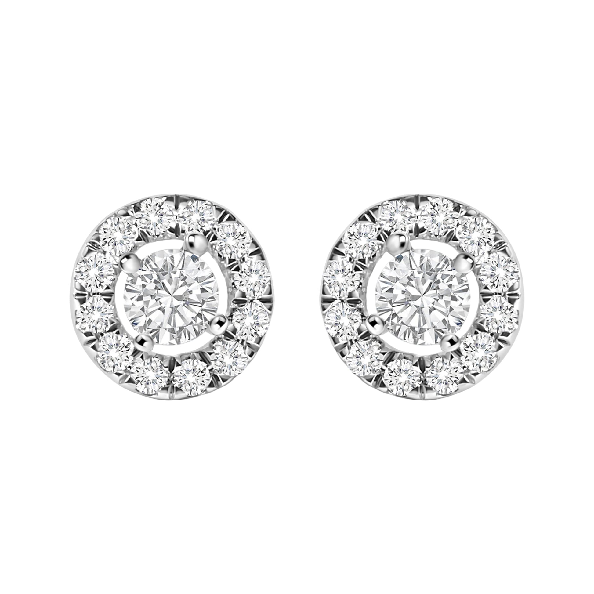 14K White Gold 3/4 Cttw Lab-Grown Diamond Floating Halo Stud Earring (F-G Color, VS1-VS2 Clarity) Bids.com