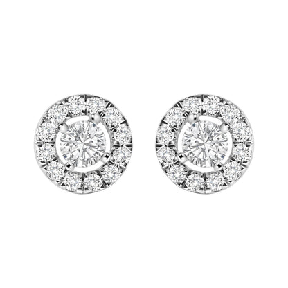14K White Gold 3/4 Cttw Lab-Grown Diamond Floating Halo Stud Earring (F-G Color, VS1-VS2 Clarity) Bids.com