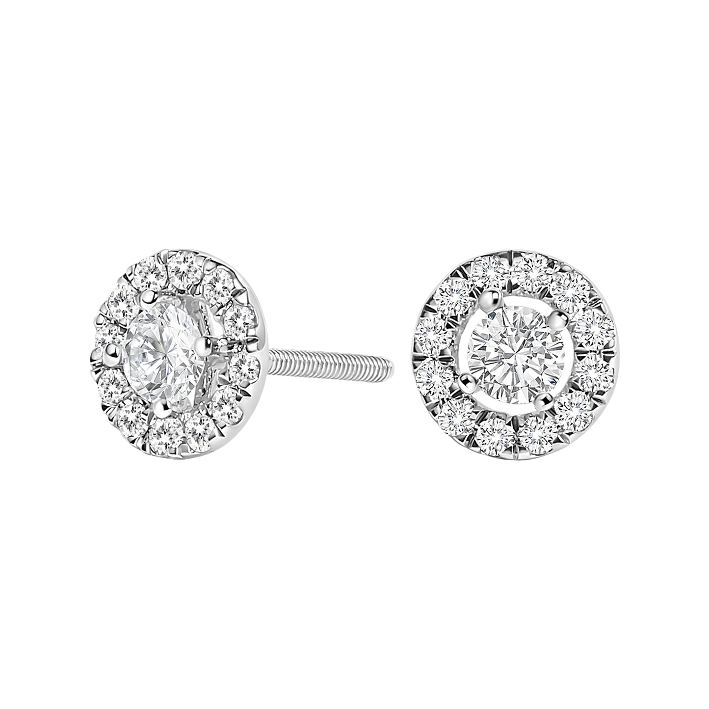 14K White Gold 3/4 Cttw Lab-Grown Diamond Floating Halo Stud Earring (F-G Color, VS1-VS2 Clarity) Bids.com