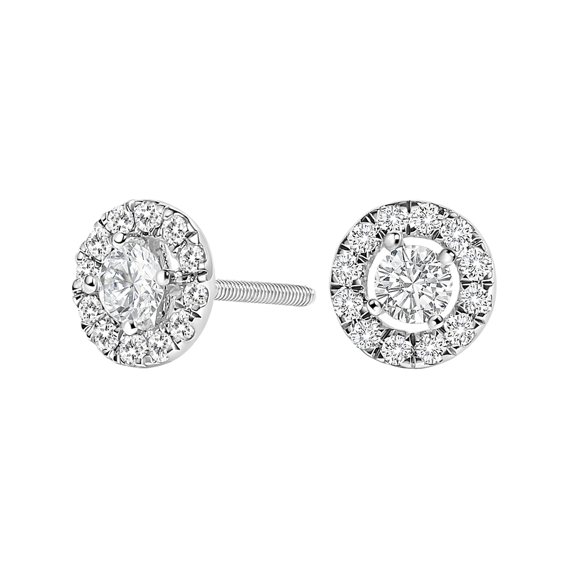 14K White Gold 3/4 Cttw Lab-Grown Diamond Floating Halo Stud Earring (F-G Color, VS1-VS2 Clarity) Bids.com