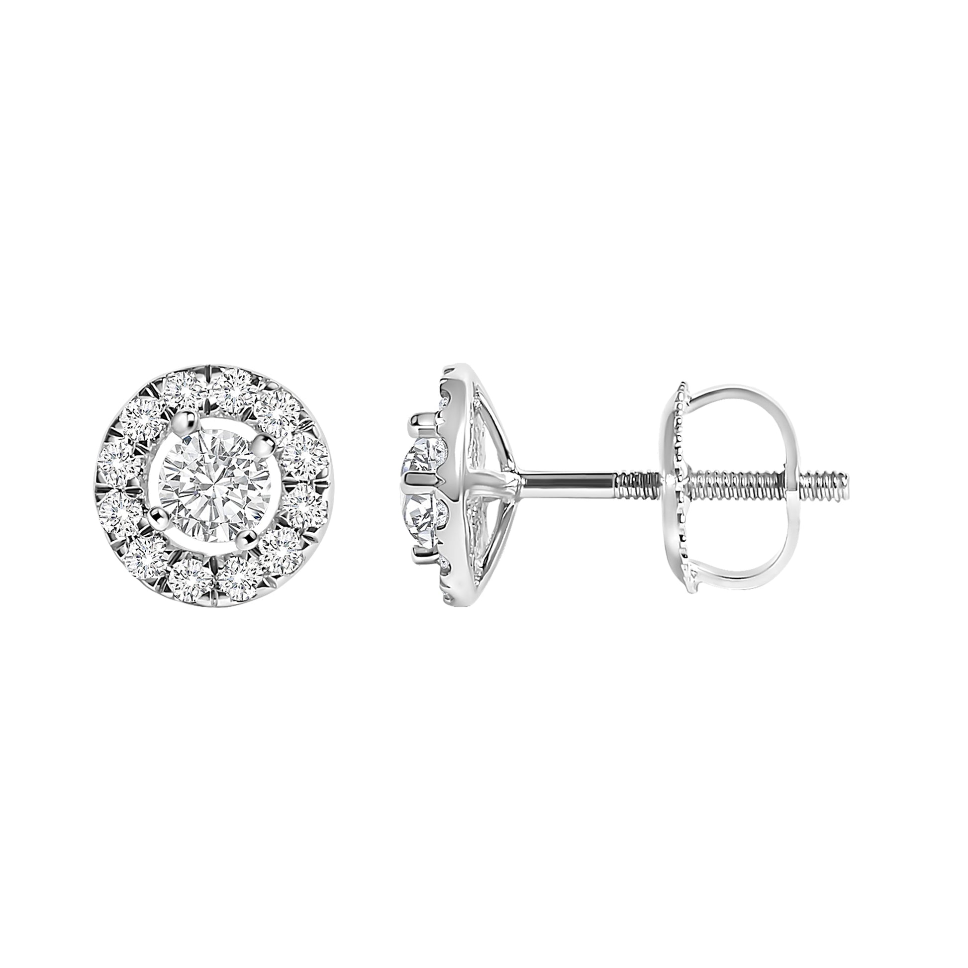 14K White Gold 3/4 Cttw Lab-Grown Diamond Floating Halo Stud Earring (F-G Color, VS1-VS2 Clarity) Bids.com